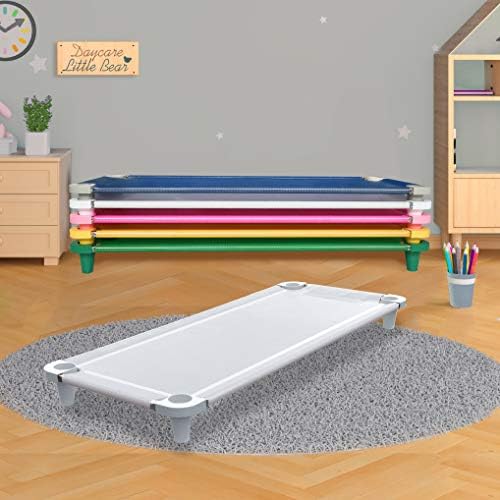 Acrimet white mesh daycare cot stacked configuration