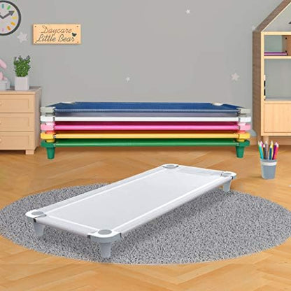Acrimet white mesh daycare cot stacked configuration