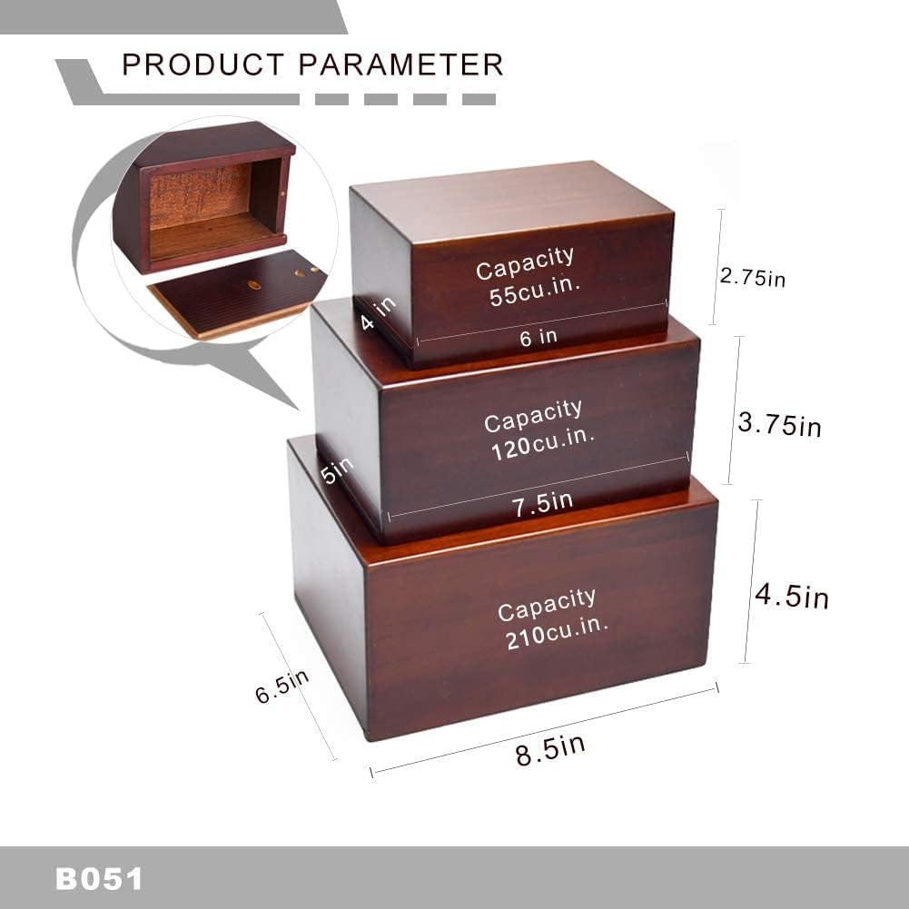 PCS Pet Crematory Supplies Wooden Cremation Urn side profile
