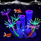 HIKTQIW silicone artificial anemone coral showing weighted resin base