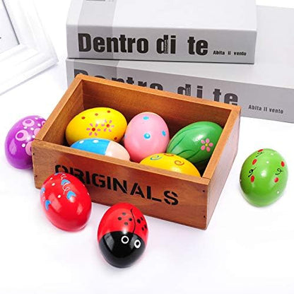 NEWTGAN lightweight percussion egg shakers display highlighting the three inch height dimension
