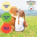 Showseason three-step pet bath set showing high-quality bottle caps and seals