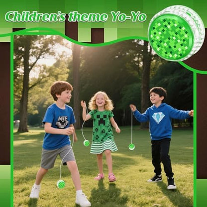Child playing with green pixel LED light up yo-yo