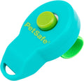 PetSafe Clik-R Dog Training Clicker front view in teal color with finger strap