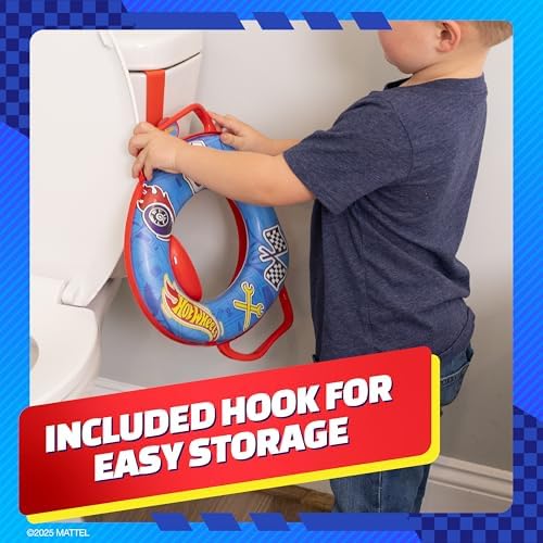 Underneath view of the non slip blue potty seat showing secure toilet rim fit.