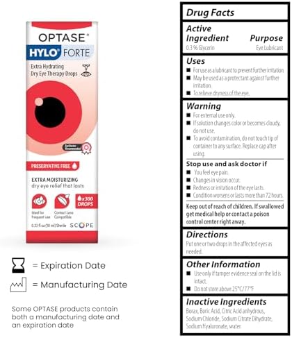 Optase HYLO Forte airless pump bottle for preservative free hydration