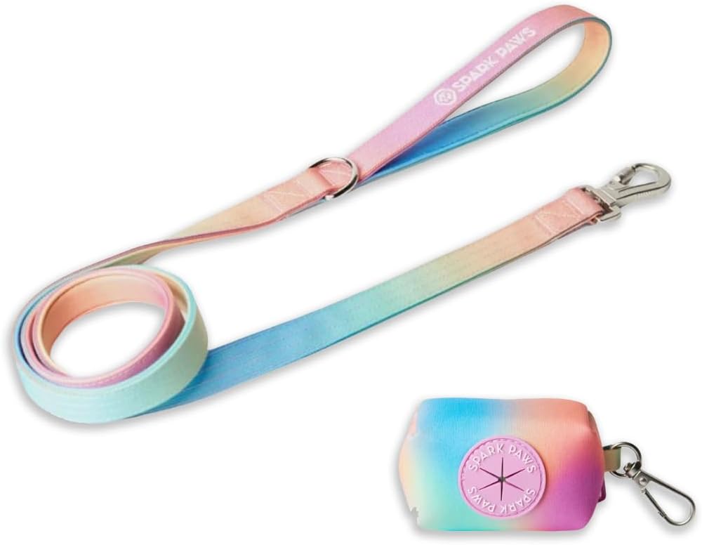 Strong pulling breed pet leash and bag dispenser set side angle view.