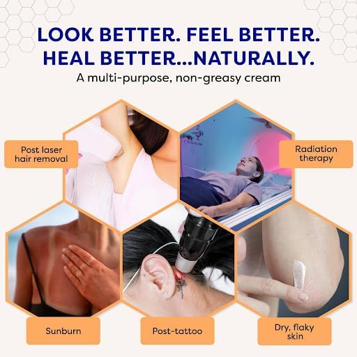 Application of BeeCure cream on irritated skin for cooling and hydration.