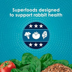 Kaytee rabbit food package side view showing nutritional benefits