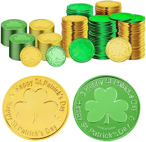 Lightweight plastic leprechaun coins held in hand to demonstrate the scale and diameter.