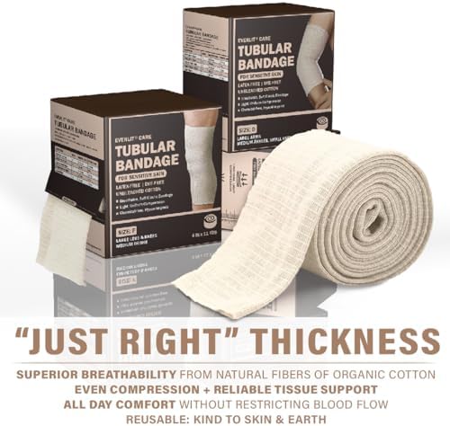 Everlit 11 yard medical compression wrap being applied to a knee for support.