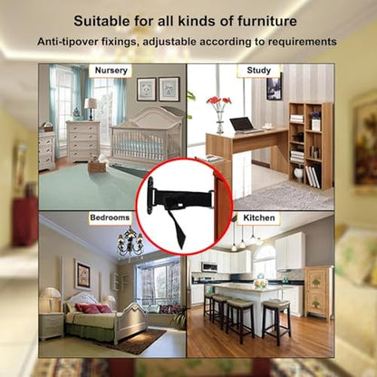 Child proofing furniture straps demonstration on a tall bookcase unit