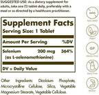 Solgar Selenium supplement label ingredient details