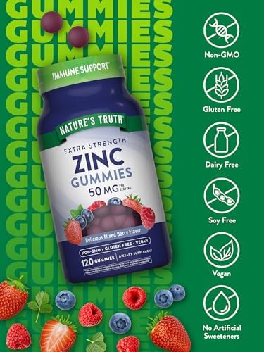 Nature's Truth 50mg zinc citrate gummies in 345.0g bottle for antioxidant defense