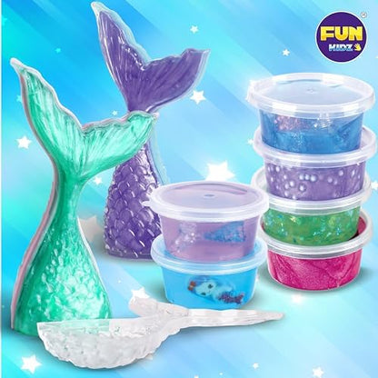 Six reusable airtight storage containers shaped like mermaid tails