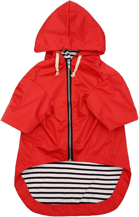 Morezi waterproof dog raincoat in red front view