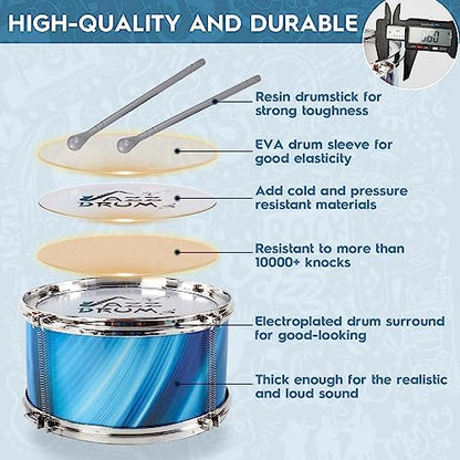 PaLeyFer beginner drum kit instrument for kids age 3-5 with matching blue stool and drumsticks