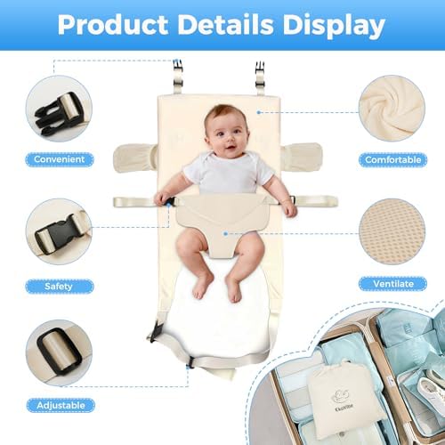 Close up view of the star patterned infant travel neck pillow on the EkoVibe travel bed.