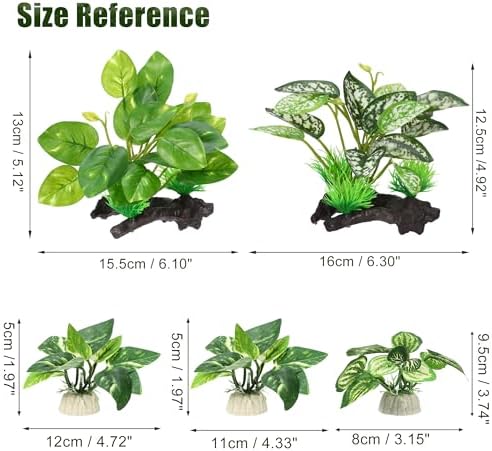Capastec artificial aquarium plants showing weighted driftwood bases for stability