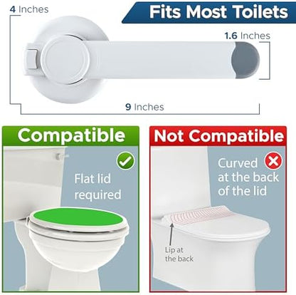 Side view of Wappa Baby toilet safety lock showing 3M adhesive base