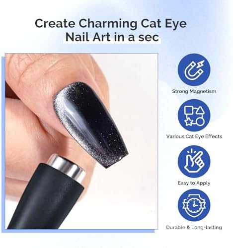 Person using MelodySusie 5 in 1 magnet tool on cat eye gel polish
