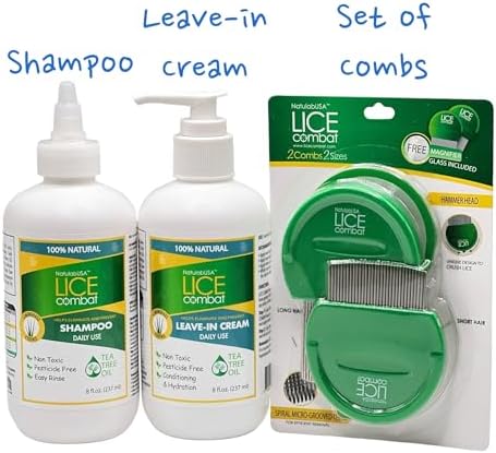 NatulabUSA Lice Combat Shampoo bottle for natural lice removal.