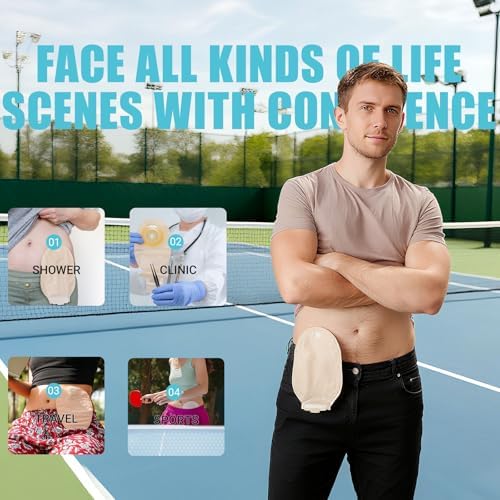 TNTNDAY thirty piece ostomy care kit layout displaying waterproof elastic protector seals