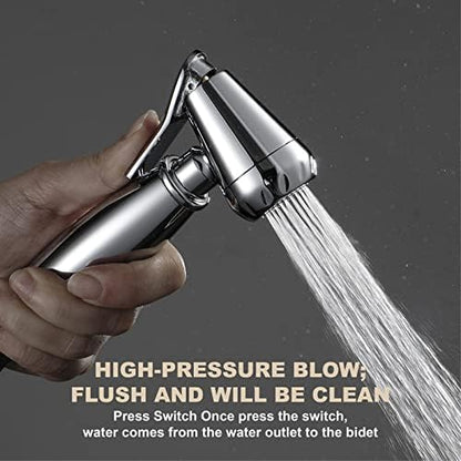 Ergonomic trigger lever detail of the chrome bidet sprayer
