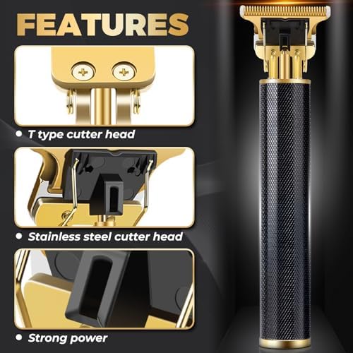 Sleek metal T blade trimmer head showing sharp stainless steel detail lines