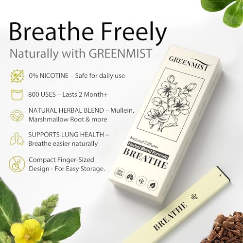 GreenMist mullein diffuser pen with herbal leaf accents