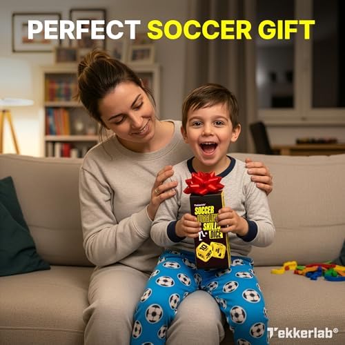 Children practicing football juggling skills with the Tekkerlab soft training dice set outdoors.
