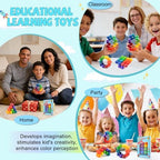 Yrissmiss sensory fidget toy set arranged to display the ten different bright colors used for child color perception development.