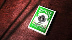 Close up view of the green Rider Back design featuring the classic symmetrical angel artwork.