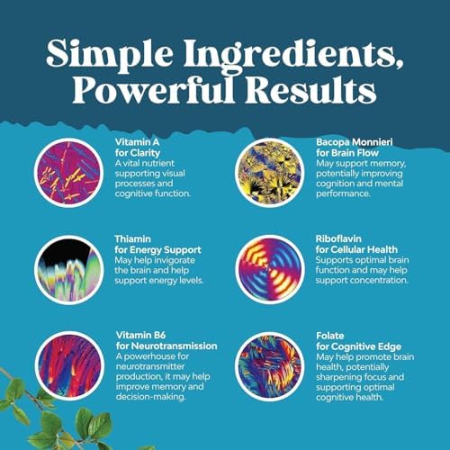 Natural brain booster supplement with Vitamin B complex and herbal extracts for concentration support