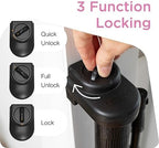 Close up view of the three way locking mechanism handle on the Perma Child Safety gate.