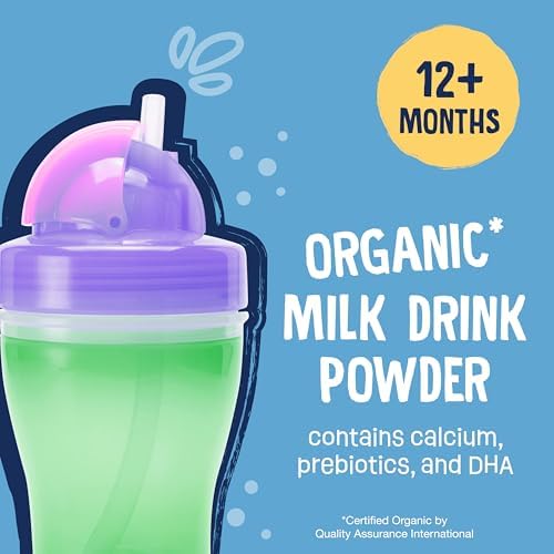 Earth's Best Organic Toddler Milk Drink Powder showing the nutritional facts and ingredient label on the back.