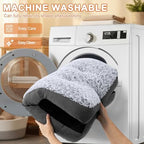 POCBLUE washable dog bed being placed into a washing machine for easy cleaning