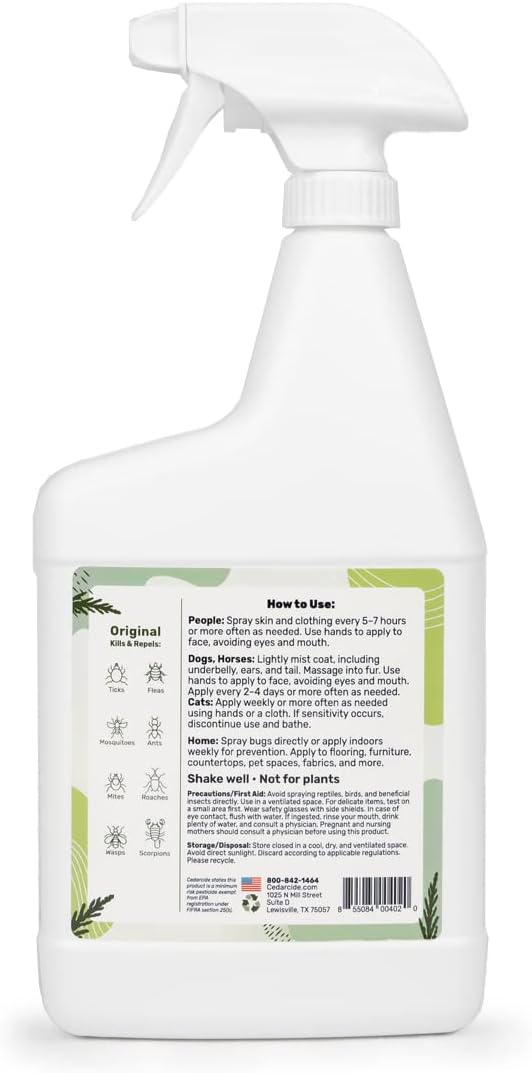 Cedarcide natural cedar oil insect repellent bottle label