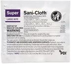 PDI Healthcare H04082 germicidal disposable wipe unfolded showing 5x8 size.