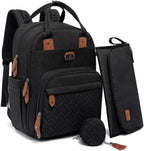 Dikaslon diaper bag backpack back view with ergonomic shoulder straps and anti-theft pocket