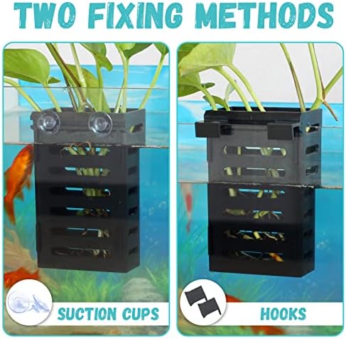 Hanging fish tank plant pot showing slotted sides for water circulation.