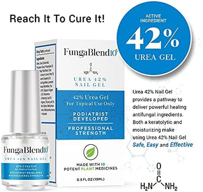 FungaBlend 10 packaging showing 42 percent urea strength and plant-based ingredients.