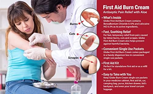 Single use burn cream packets for antiseptic protection and numbing