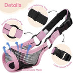 Packaged Mayerzon pink mesh muzzle for Chihuahua and small dogs
