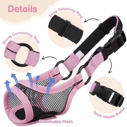 Packaged Mayerzon pink mesh muzzle for Chihuahua and small dogs