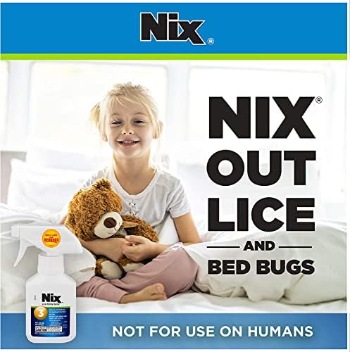 Nix non staining lice spray being used on household bedding for pest prevention.