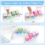 Outxe keyboard clicker fidget keychain showing LED color transition