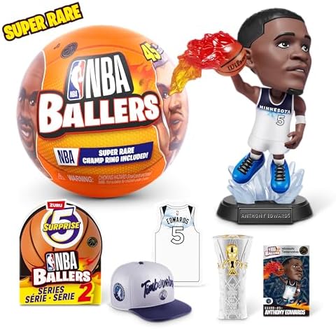 Close up view of rare frozen moment basketball player mini figures from 5 Surprise Series two