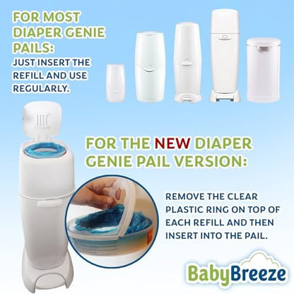 BabyBreeze Diaper Pail Refill Bags Compatible with Playtex Diaper Genie Pails Odor Absorbing Diaper Disposal Trash Bags - 1400 Count (5-Pack) - Image 4