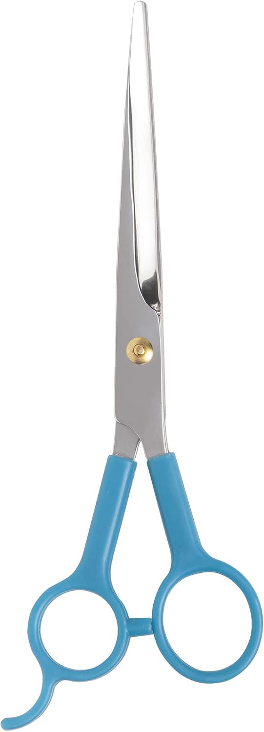 Diane curved point-tip shears showing ergonomic blue plastic handles